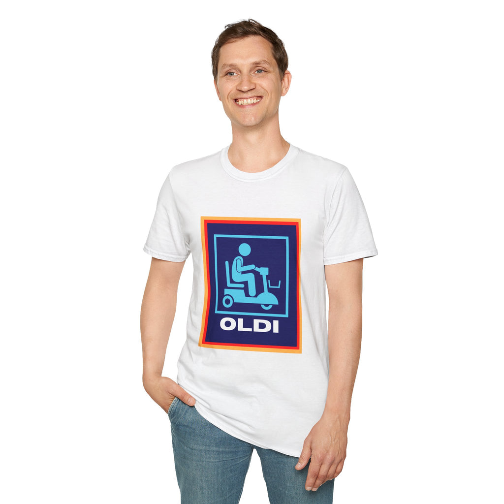 Oldi Scooter Funny Aldi Parody Light Blue Unisex T-Shirt