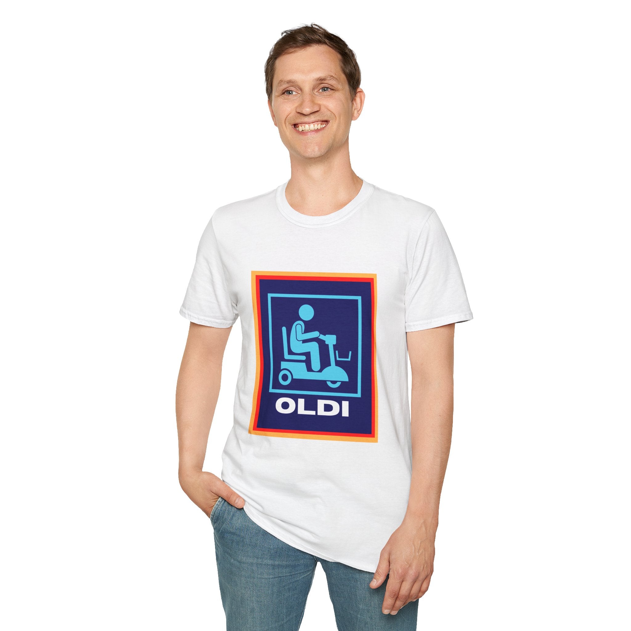 Oldi Scooter Funny Aldi Parody Light Blue Unisex T-Shirt