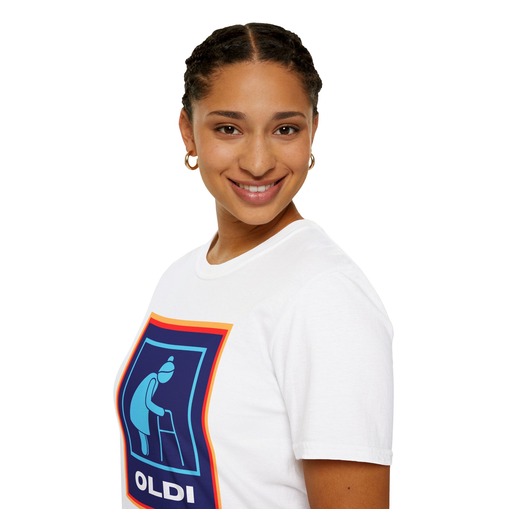 Old lady with Walking Stick Aldi Parody T-Shirt