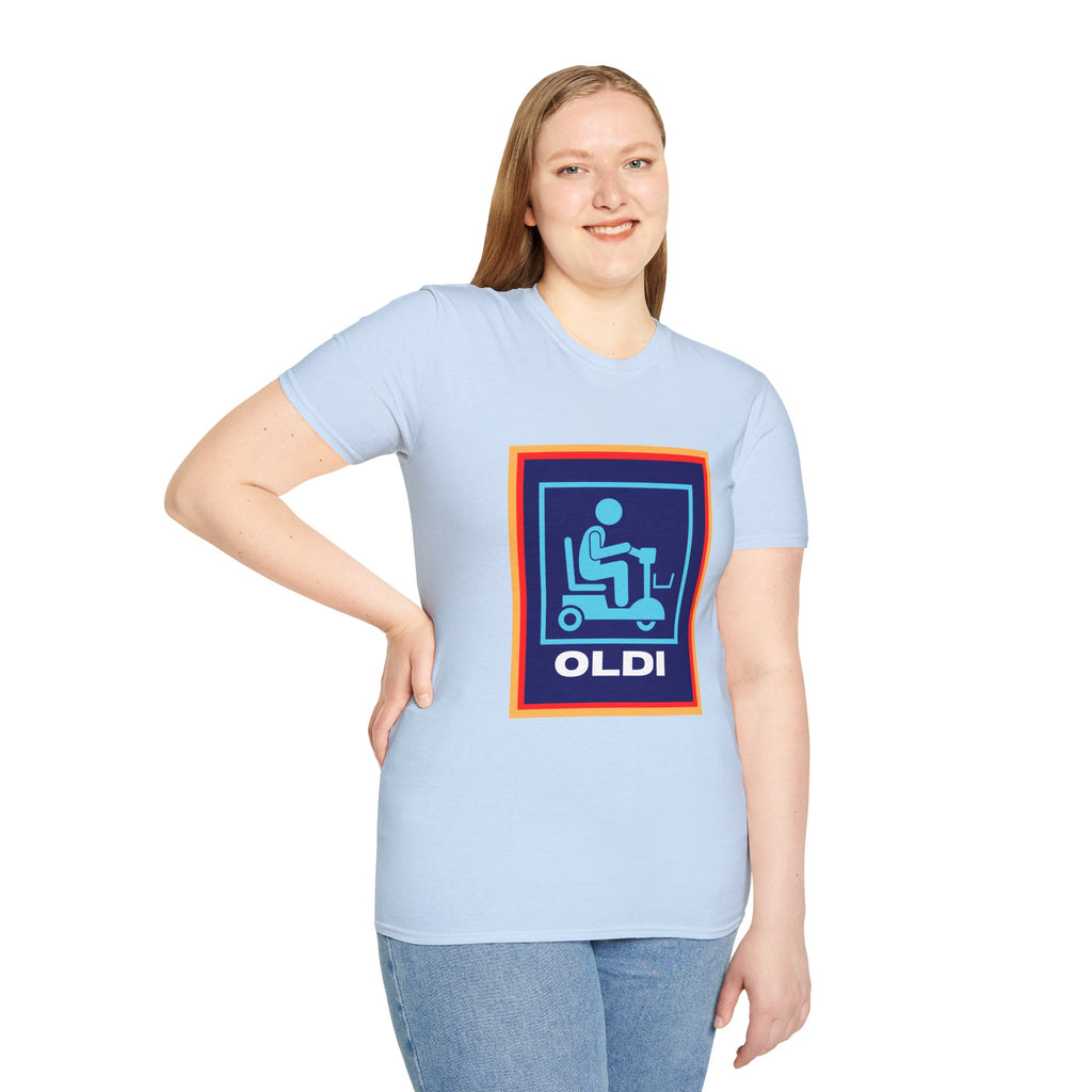 Oldi Scooter Funny Aldi Parody Black Unisex T-Shirt