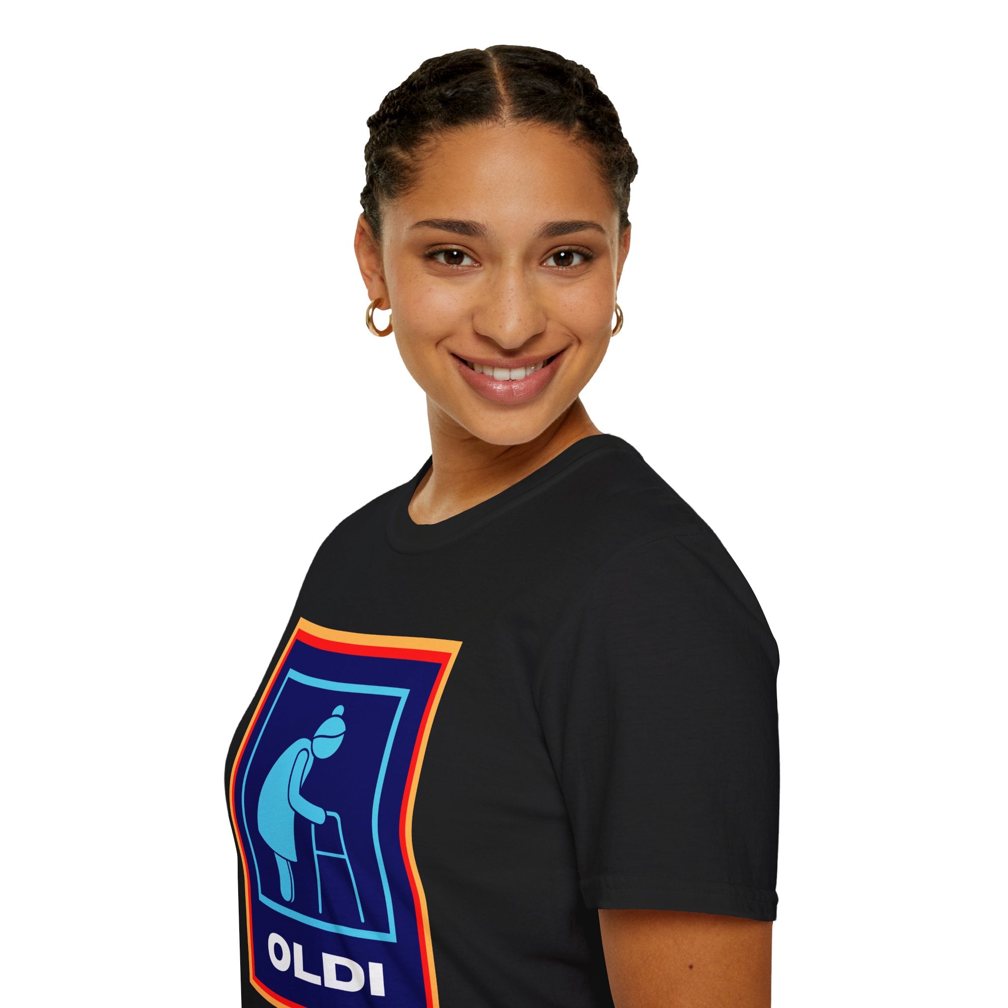 Old lady with Walking Stick Aldi Parody T-Shirt