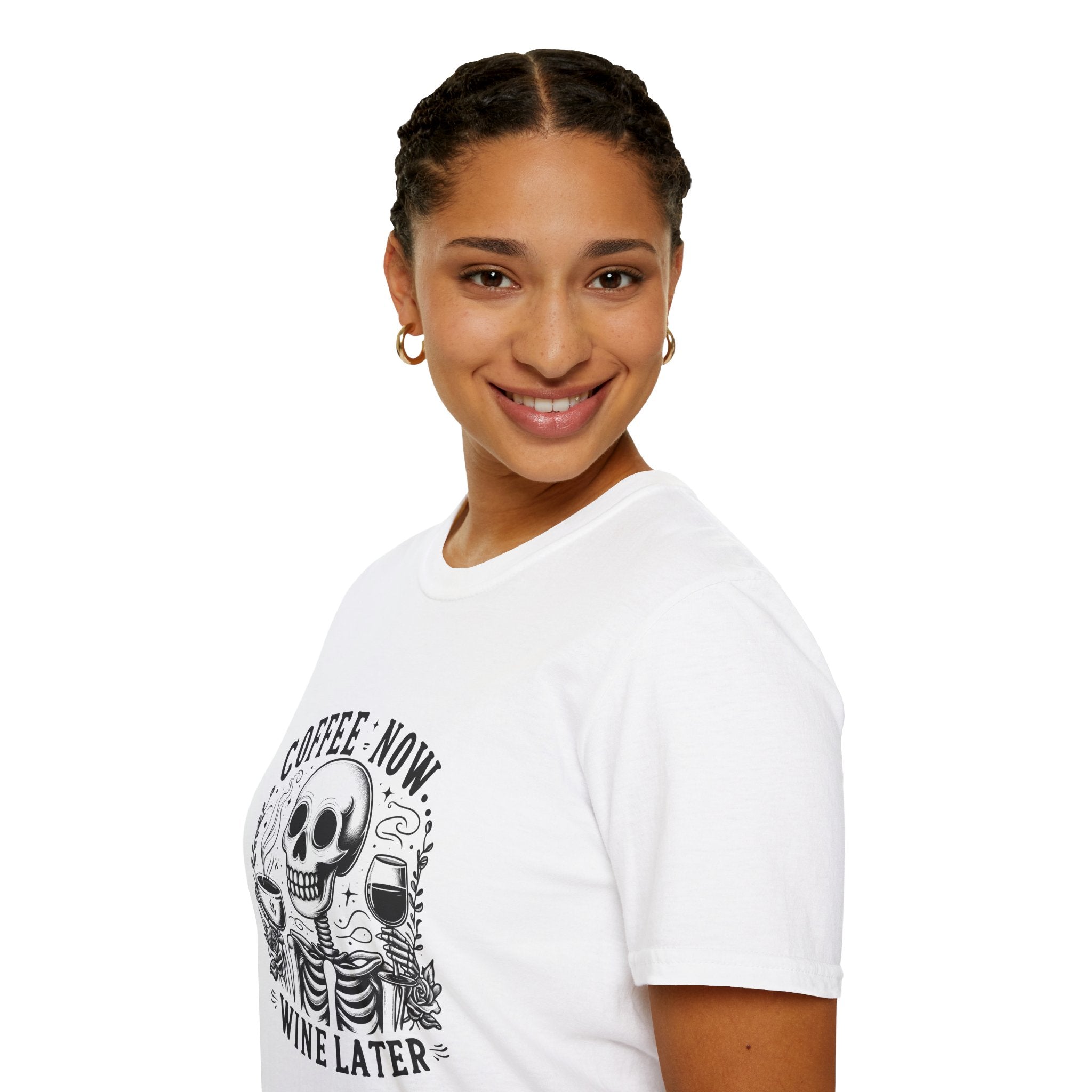 Coffee Now Wine Later Skeleton T-Shirt