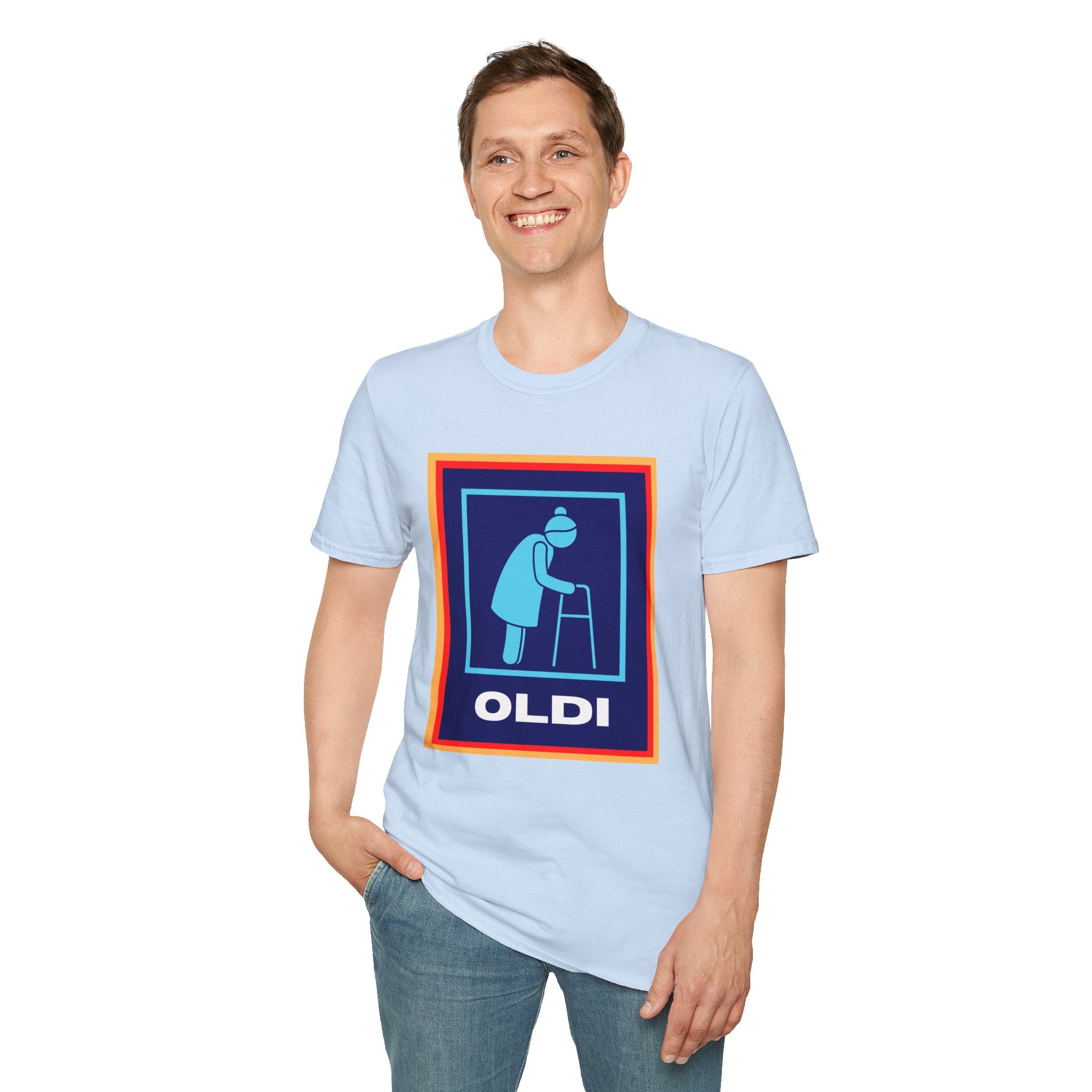 Old lady with Walking Stick Aldi Parody T-Shirt