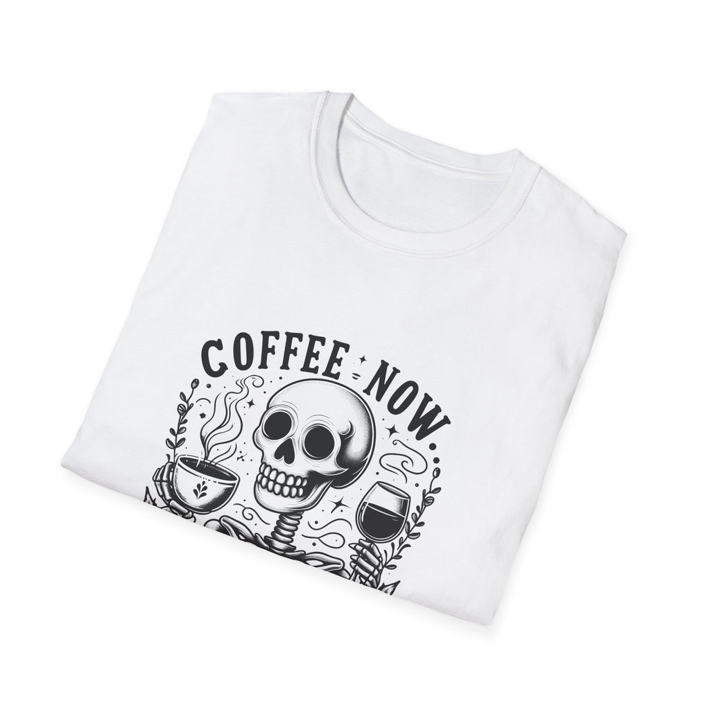 Coffee Now Wine Later Skeleton T-Shirt