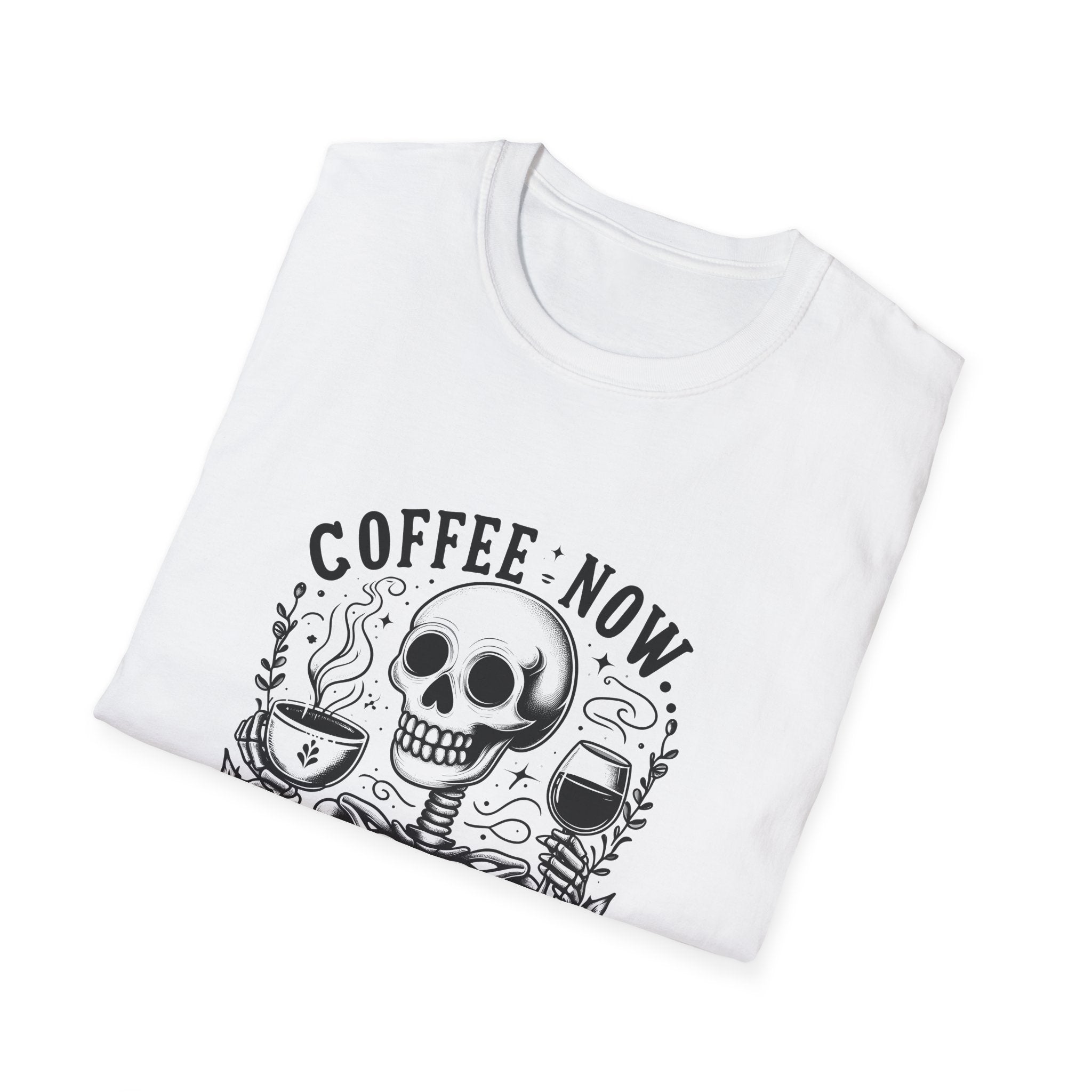 Coffee Now Wine Later Skeleton T-Shirt