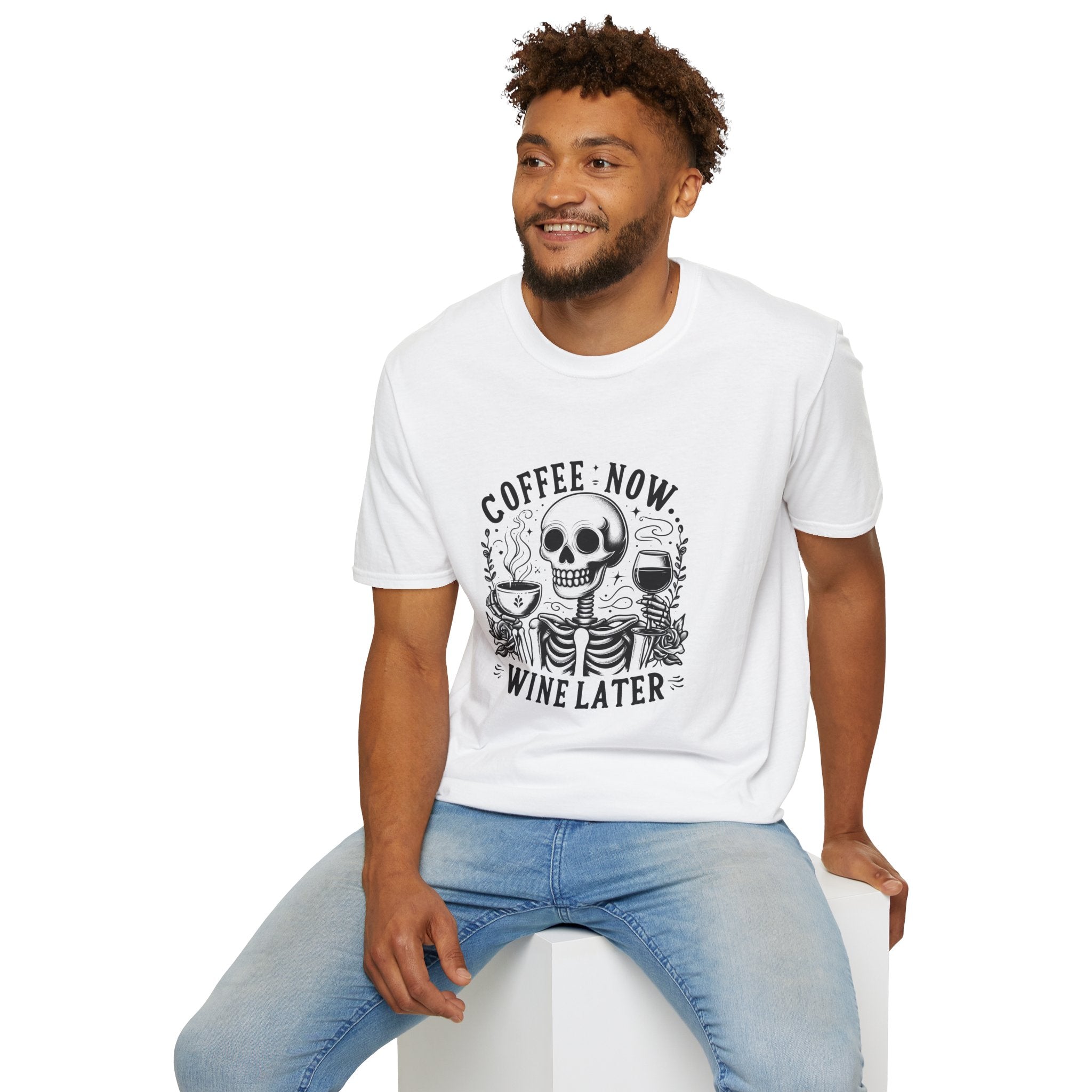 Coffee Now Wine Later Skeleton T-Shirt