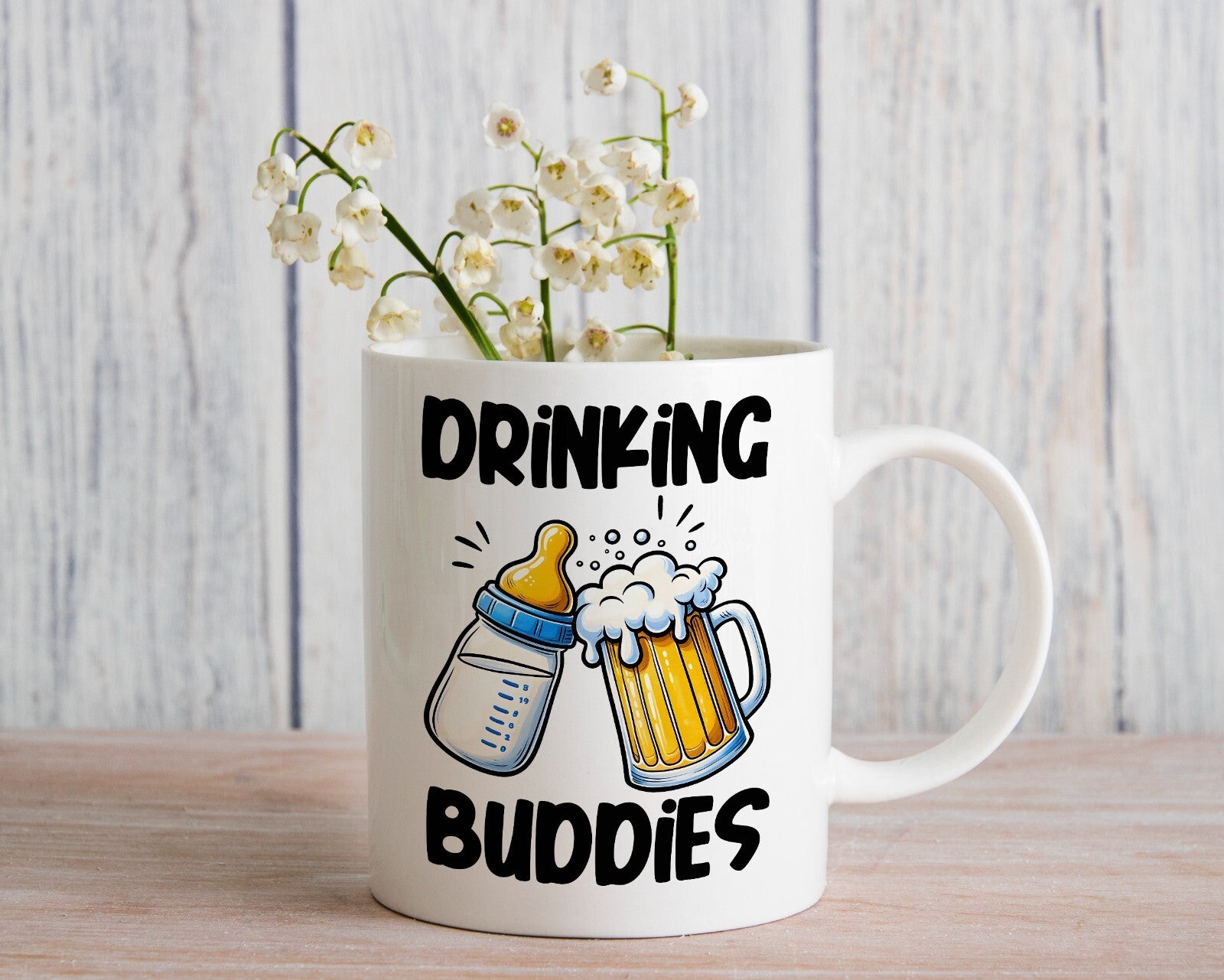 New Dad Gift Drinking Buddies Novelty Mug Gift Coffee Cup
