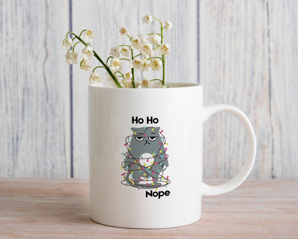 Grumpy Cat Novelty Mug Gift Coffee Cup Christmas Ho Ho Nope