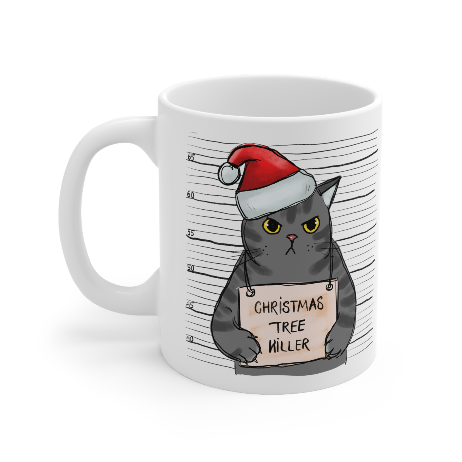 Christmas tree killer cat Novelty mug
