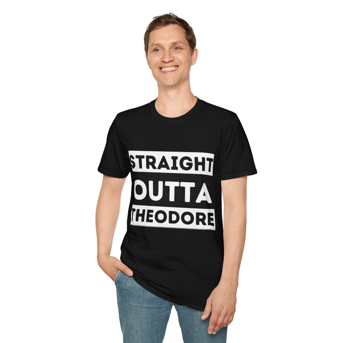 Straight outta Theodore Novety unisex t-shirt black ACT Australia Canberra