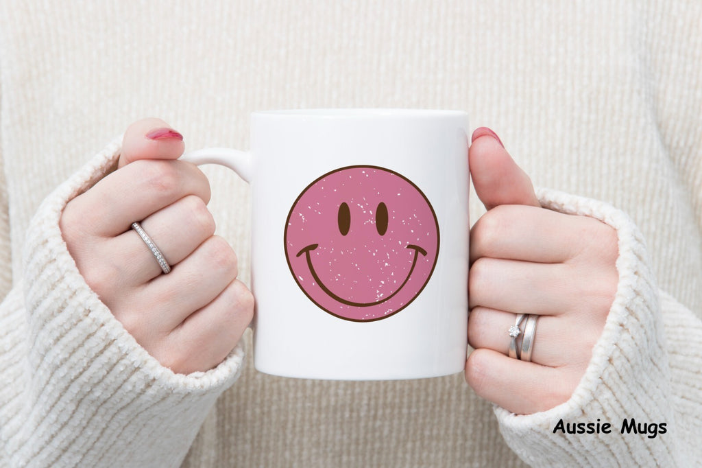 Pink Smiley Emoji Novelty mug gift coffee cup