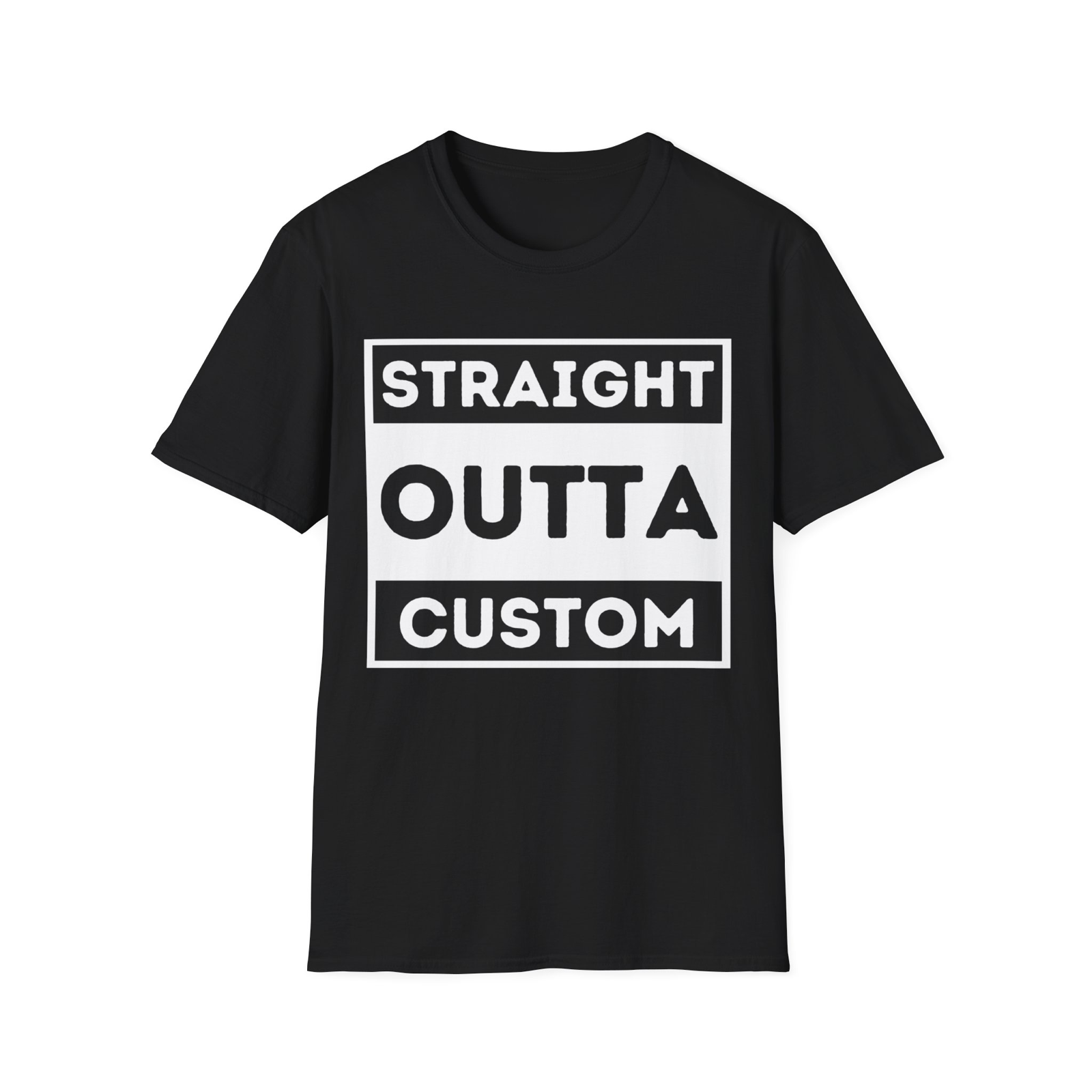 Straight outta custom your text Novelty unisex t-shirt black customise