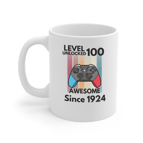100th Birthday gamer level 100 unlocked Novelty mug awesome since 1924 gift