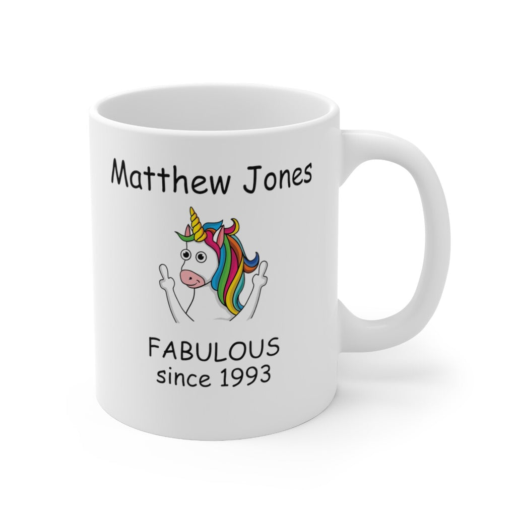 Customised birthday mug fabulous unicorn middle finger funny novelty gift