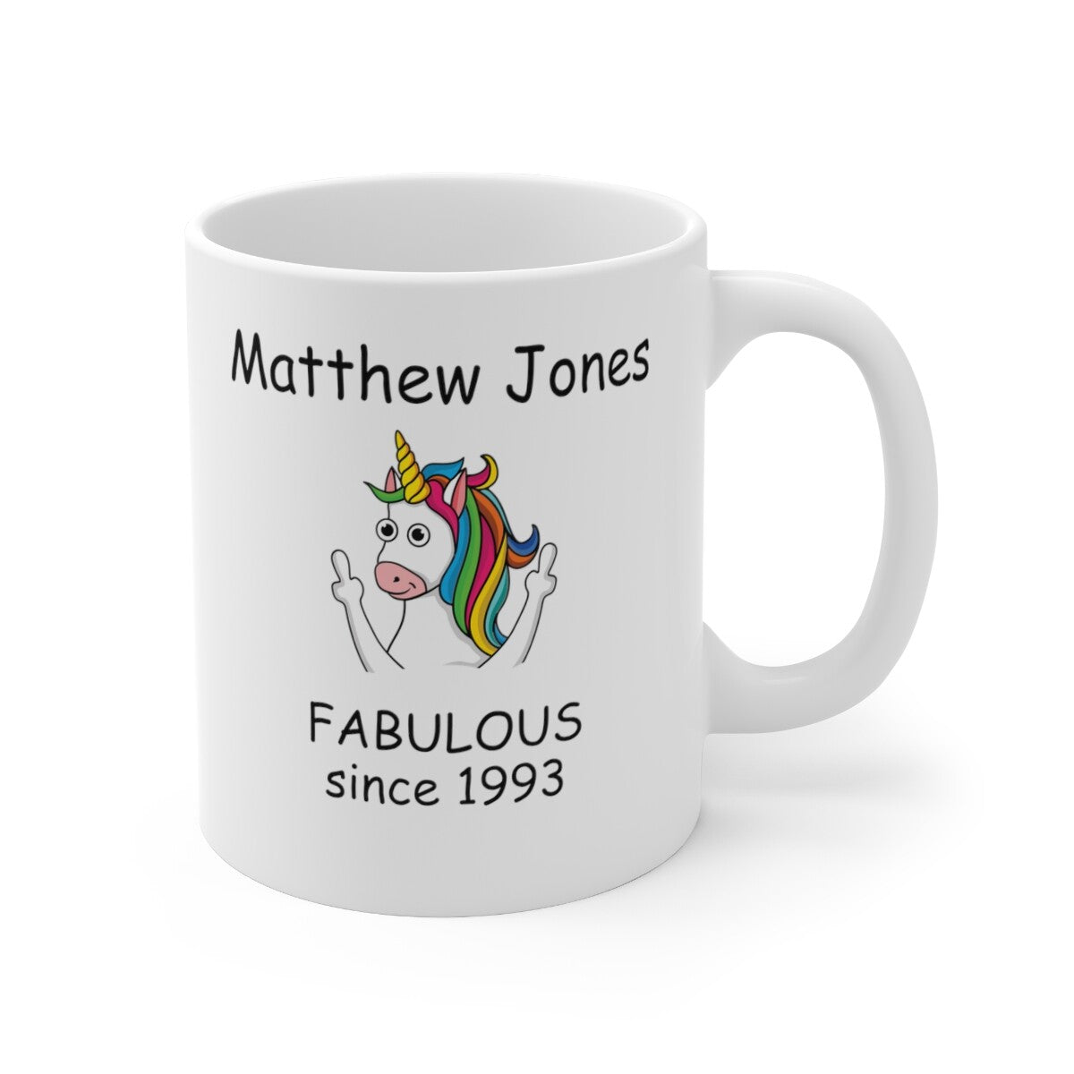 Customised birthday mug fabulous unicorn middle finger funny novelty gift