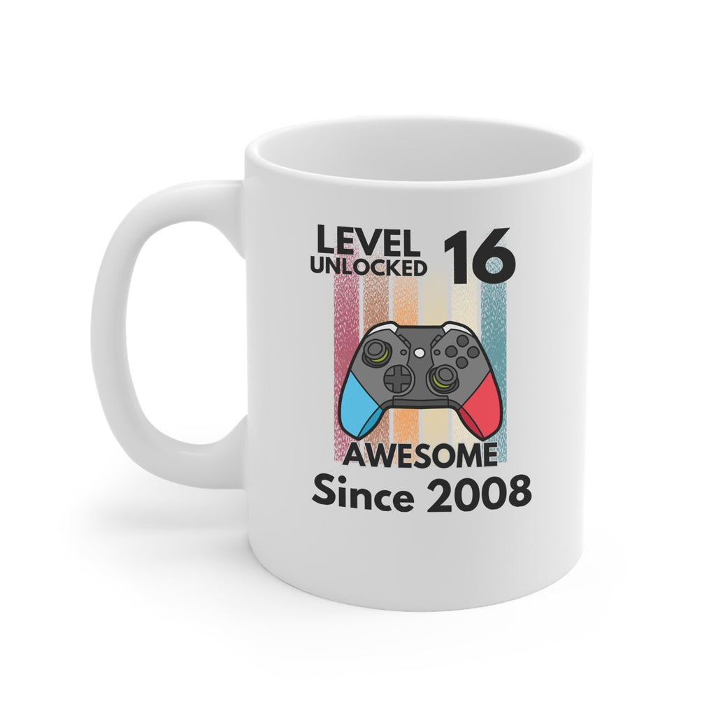 16th Birthday gamer level 16 unlocked Novelty mug awesome since 2008