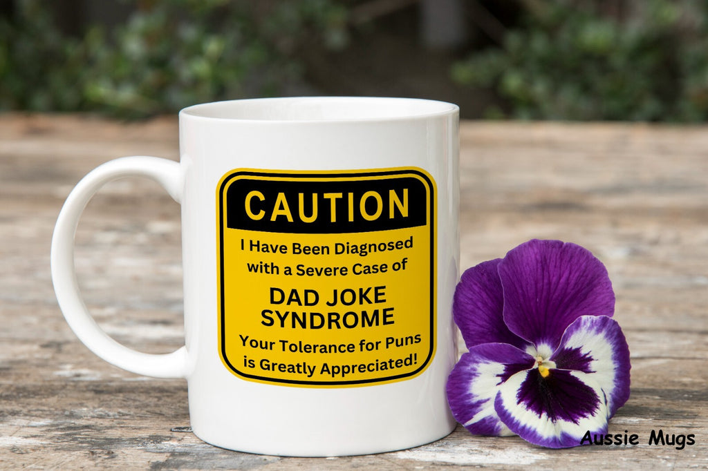Father's day Dad Jokes gift funny Novelty mug caution lame coffee cup