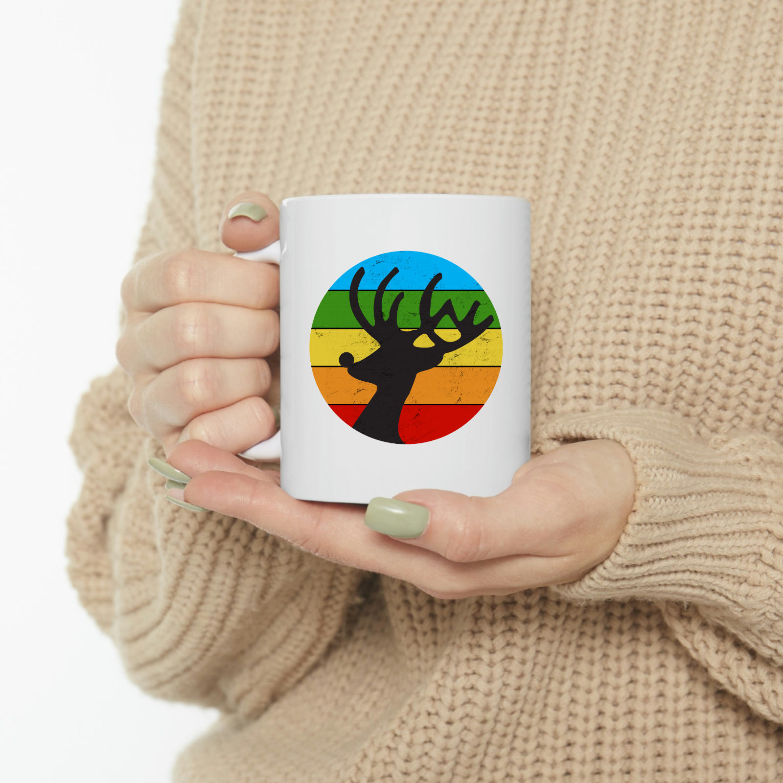 Novelty mug Christmas rainbow reindeer rudolph mug