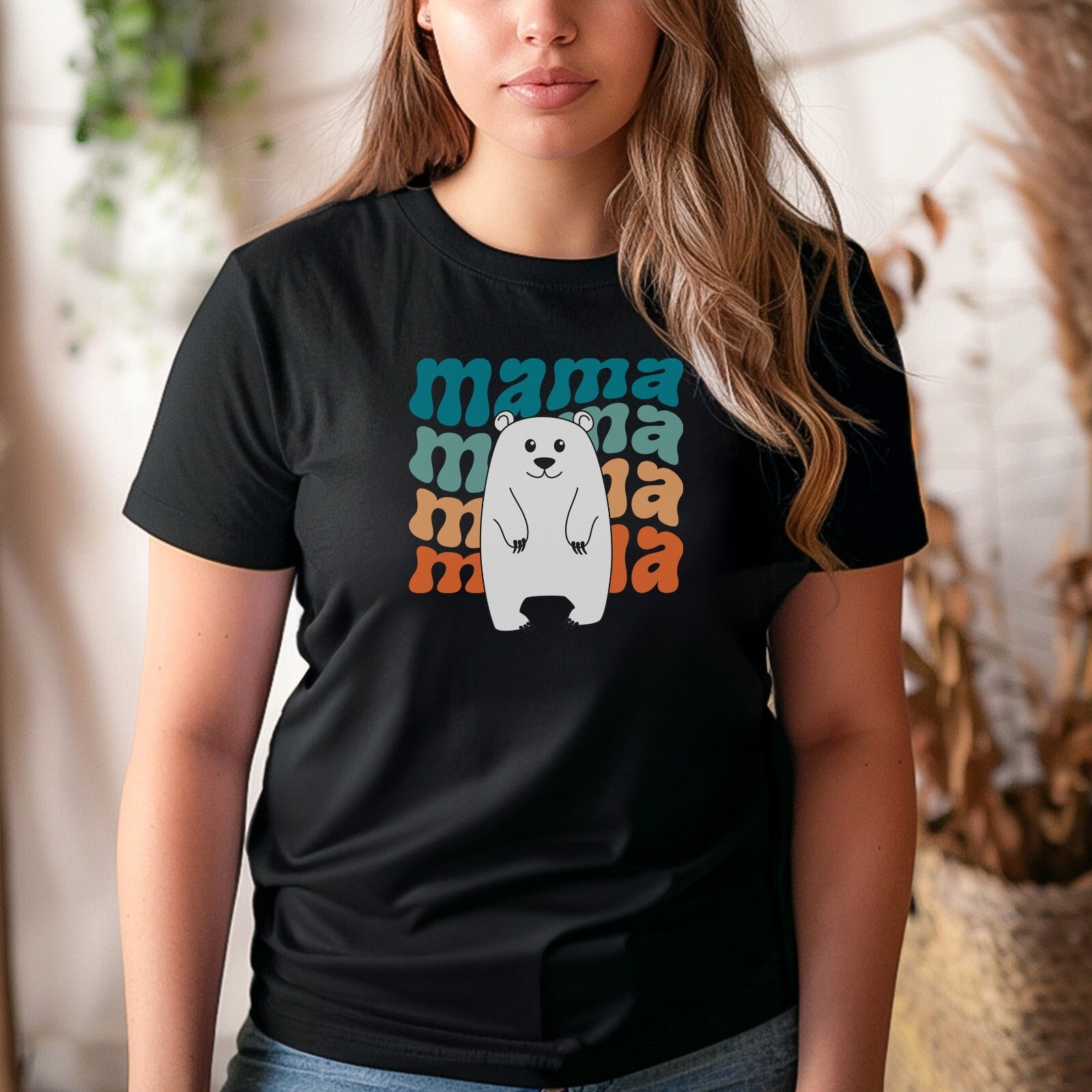 Mumma bear mummy mum mom Novelty T-Shirt black unisex
