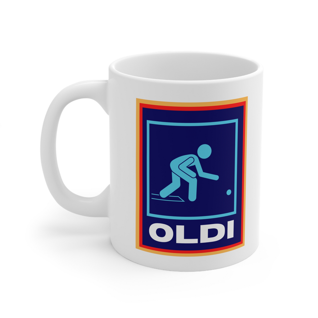 Oldi lawn bowls funny supermarket Novelty mug