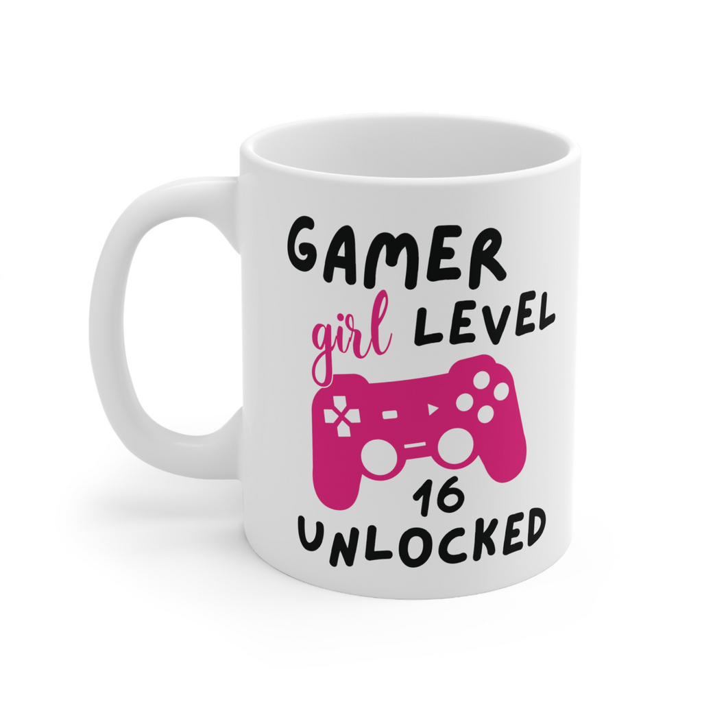 Gamer girl Novelty mug birthday mug for gamer 16th birthday mug level up 16