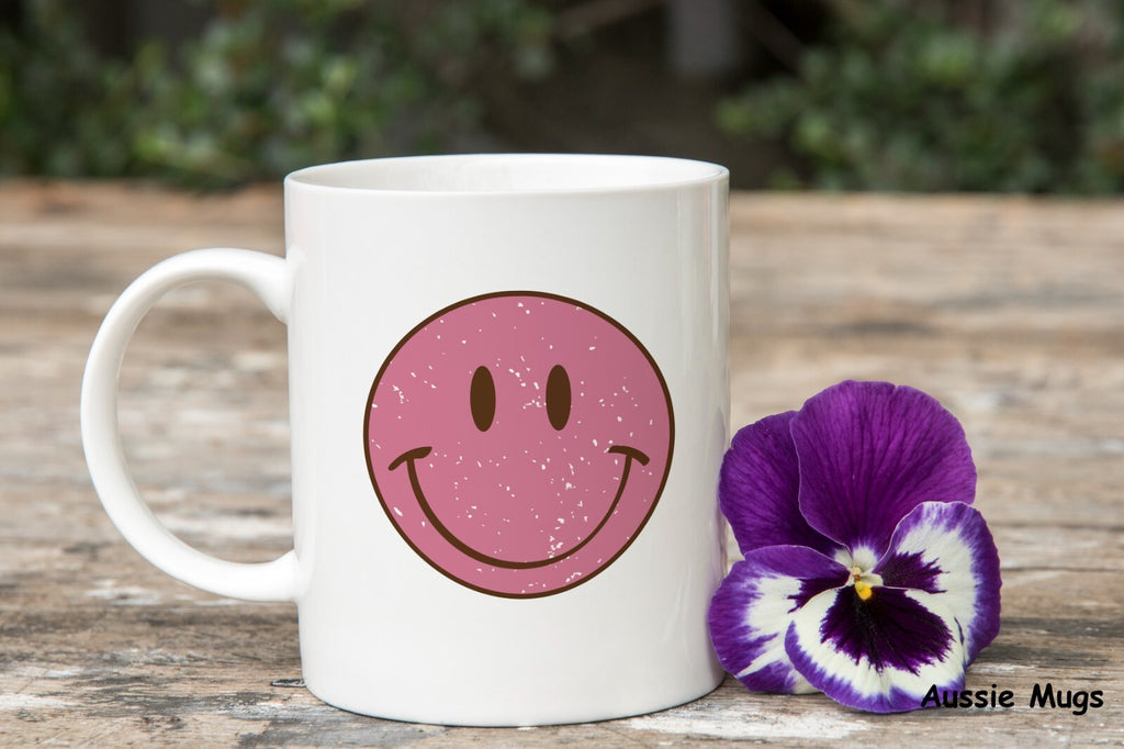 Pink Smiley Emoji Novelty mug gift coffee cup