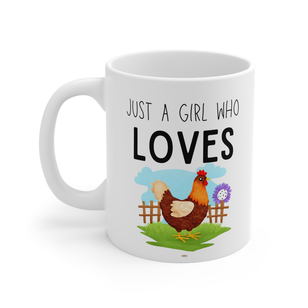 Just a girl who loves cock mug chicken lover funny novelty mug rooster cockerel