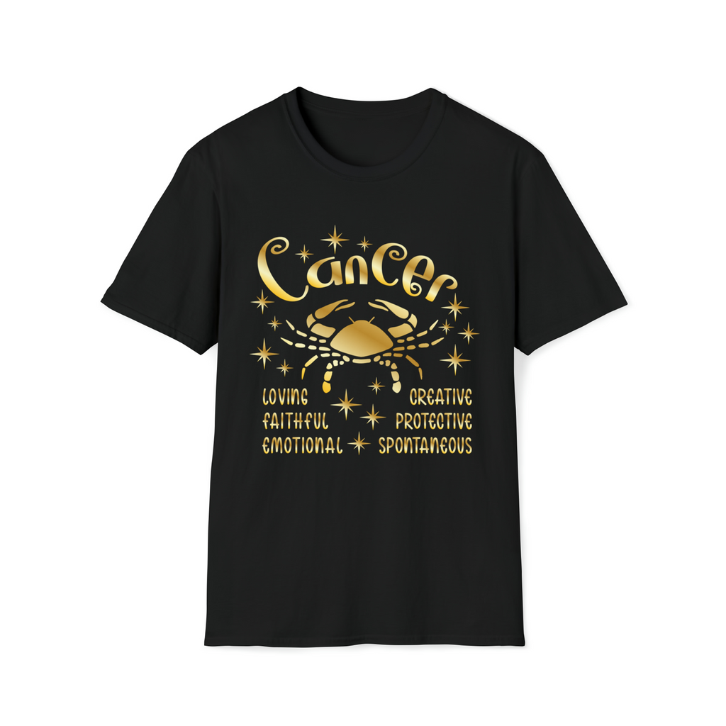 Cancer zodiac Novety unisex t-shirt star sign tee black
