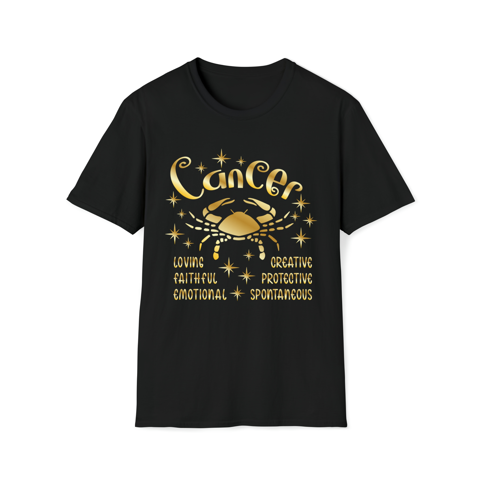 Cancer zodiac Novety unisex t-shirt star sign tee black