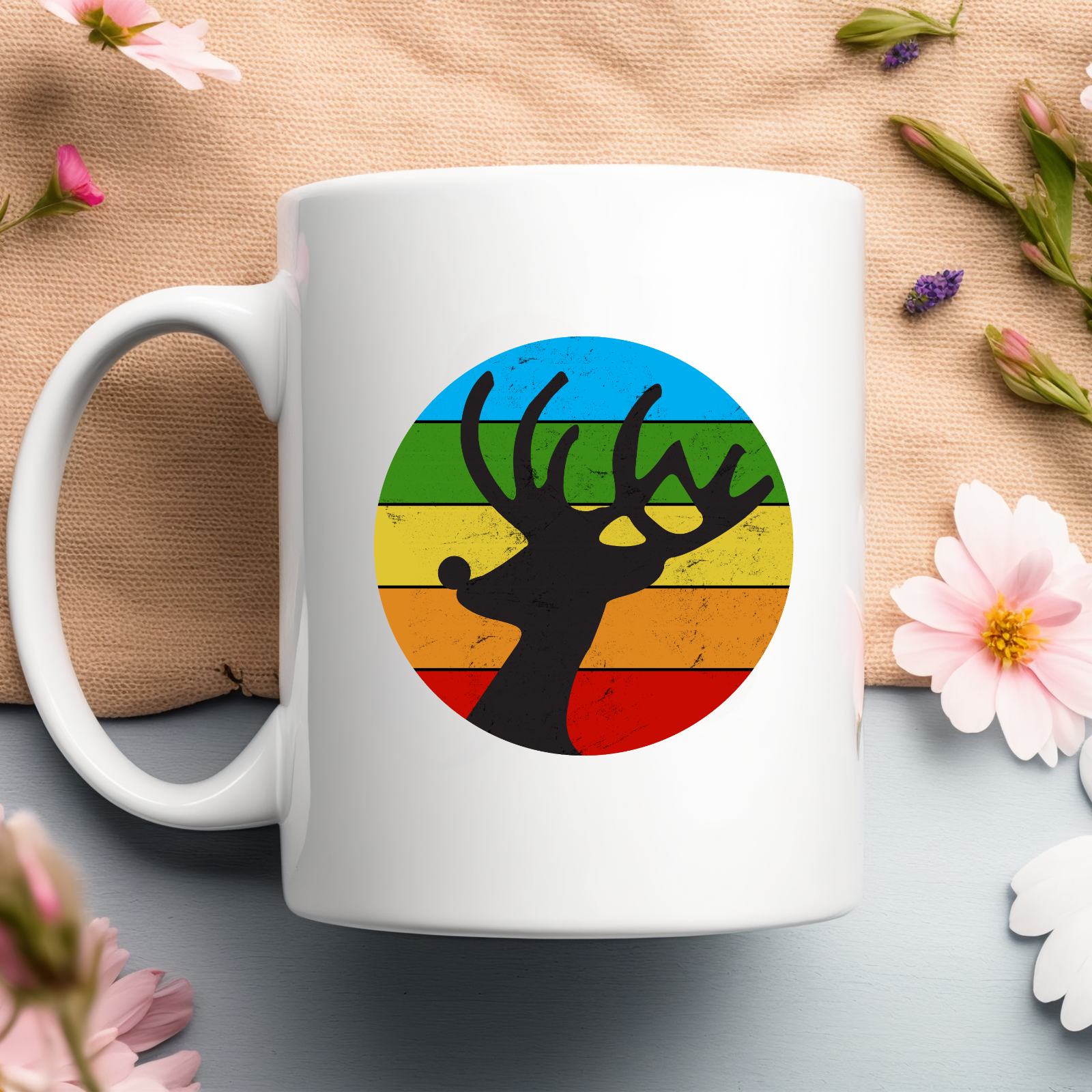 Novelty mug Christmas rainbow reindeer rudolph mug
