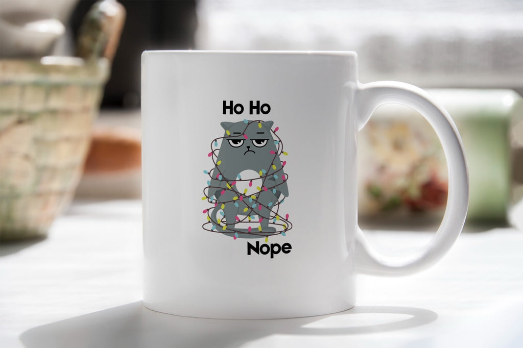Grumpy Cat Novelty Mug Gift Coffee Cup Christmas Ho Ho Nope