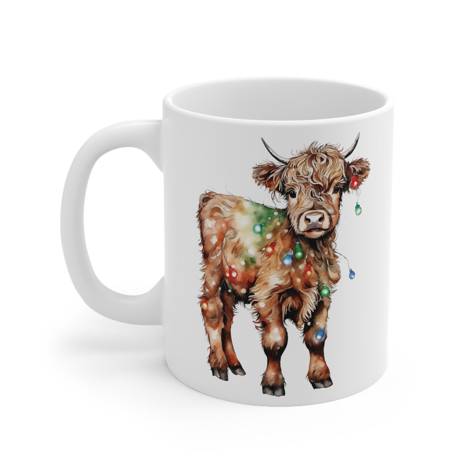 Christmas highland cow mug Coo mug fairy lights