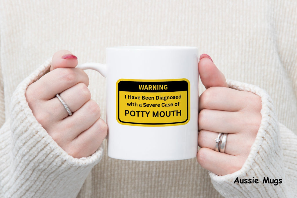 Potty Mouth Swearing Novelty mug gift funny caution coffee cup