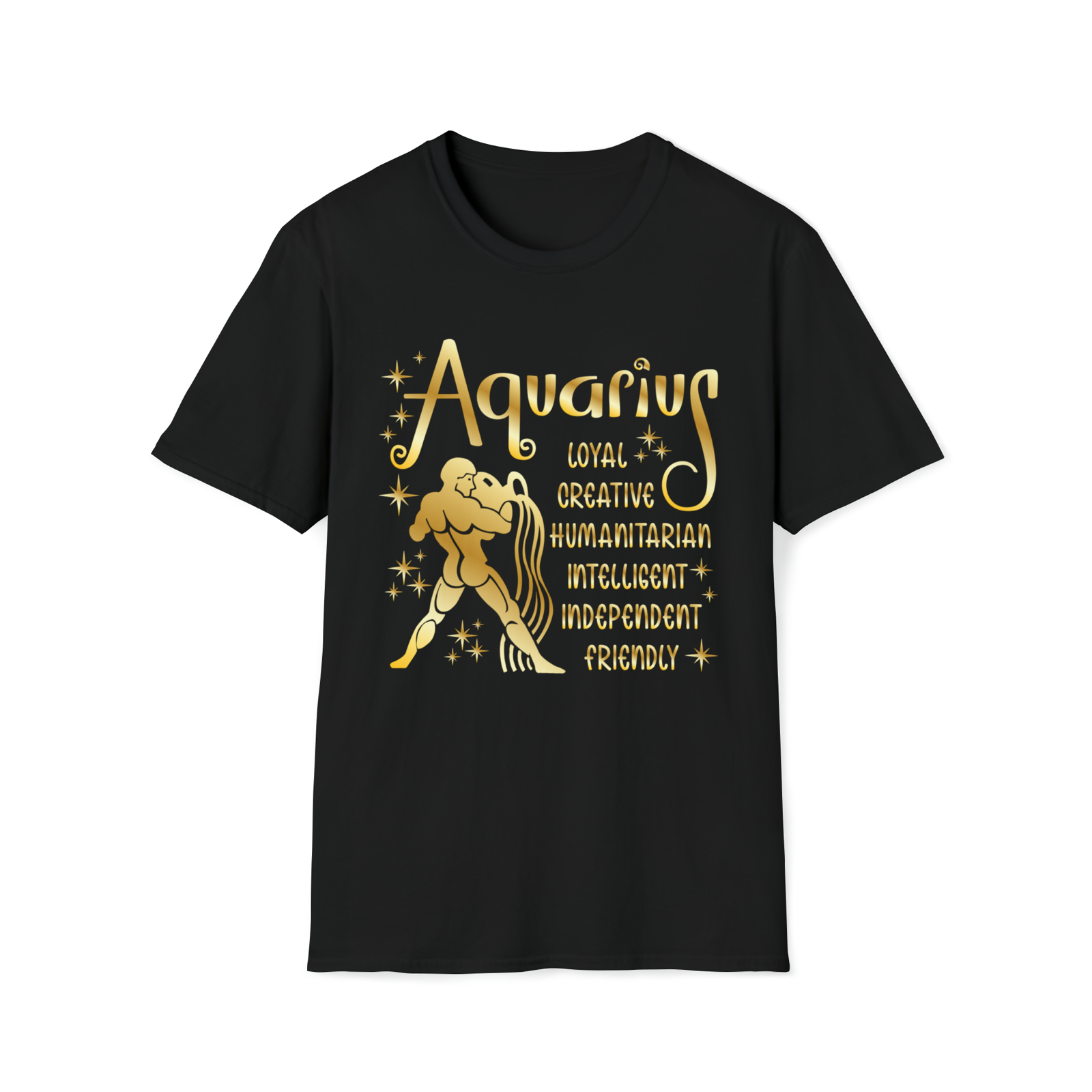 Astrology Aquarius novelty unisex t-shirt black star sign tee