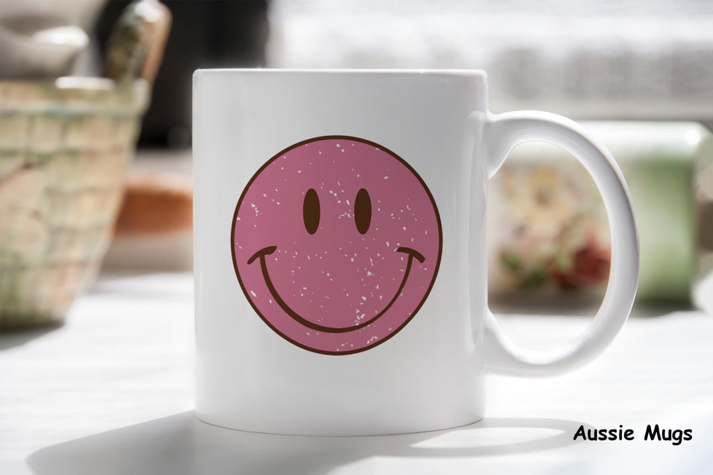 Pink Smiley Emoji Novelty mug gift coffee cup