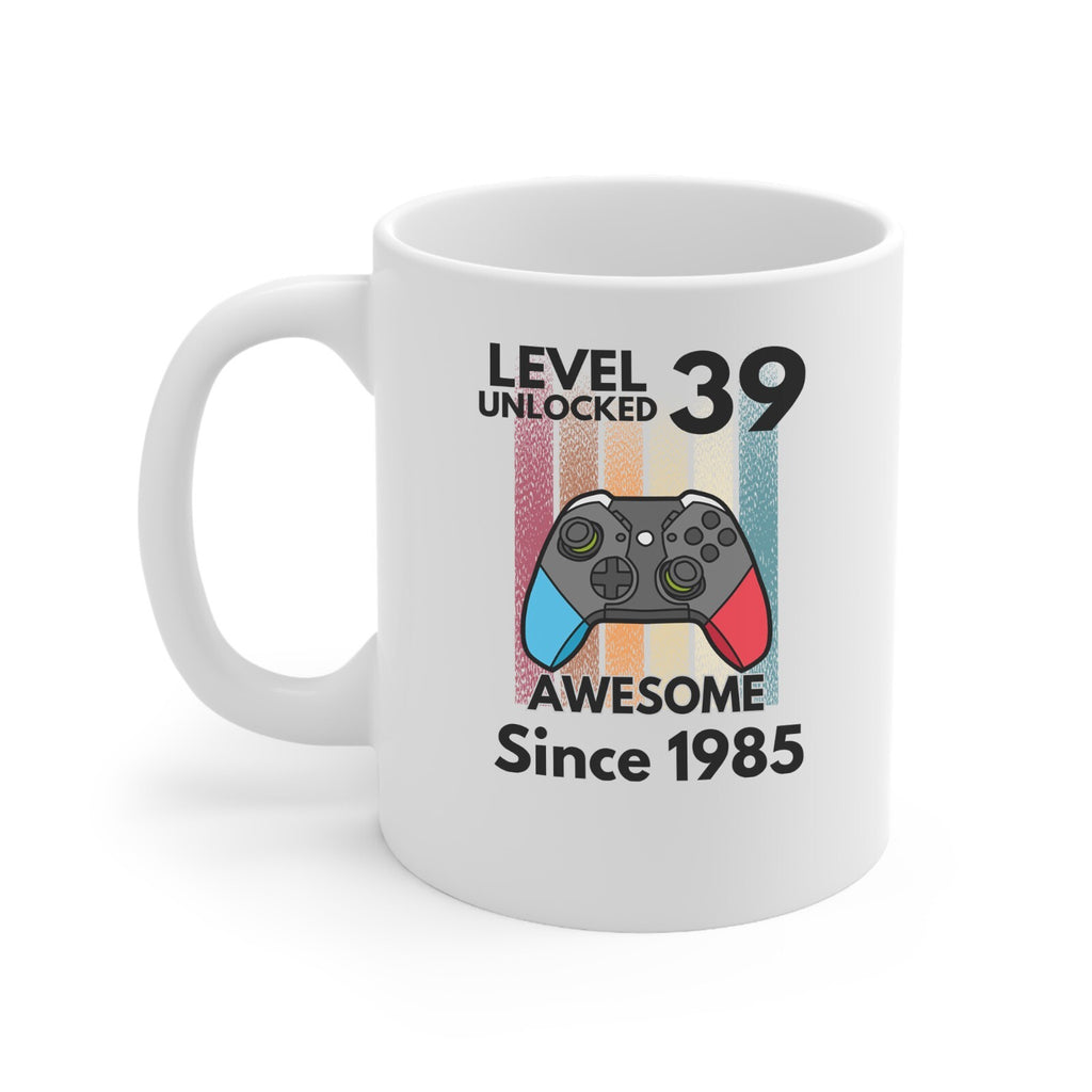 39th Birthday gamer level 39 unlocked Novelty mug awesome since 1985