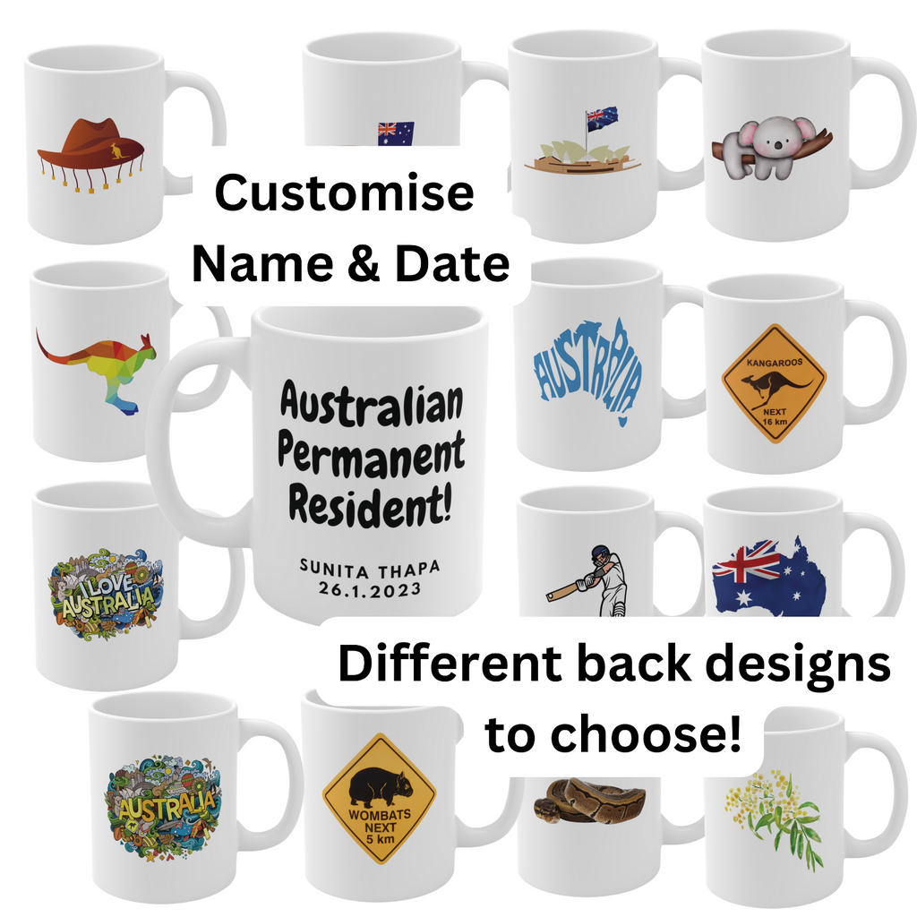 Australian permanent resident mug customise keepsake celebration gift new aussie