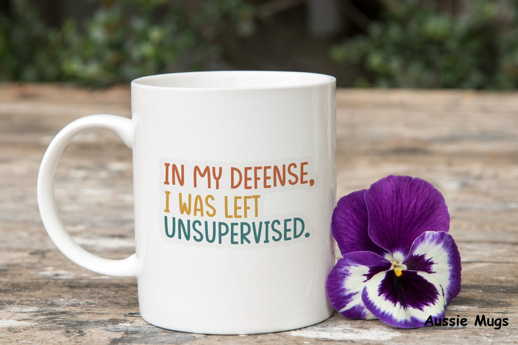 Left Unsupervised In My Defence Novelty mug gift coffee cup