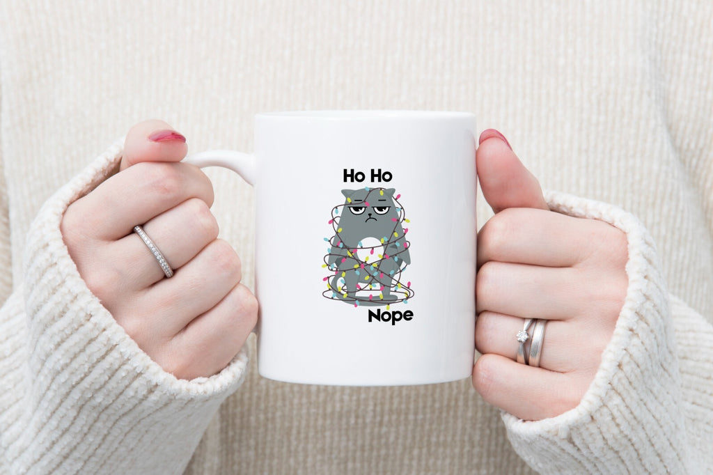 Grumpy Cat Novelty Mug Gift Coffee Cup Christmas Ho Ho Nope