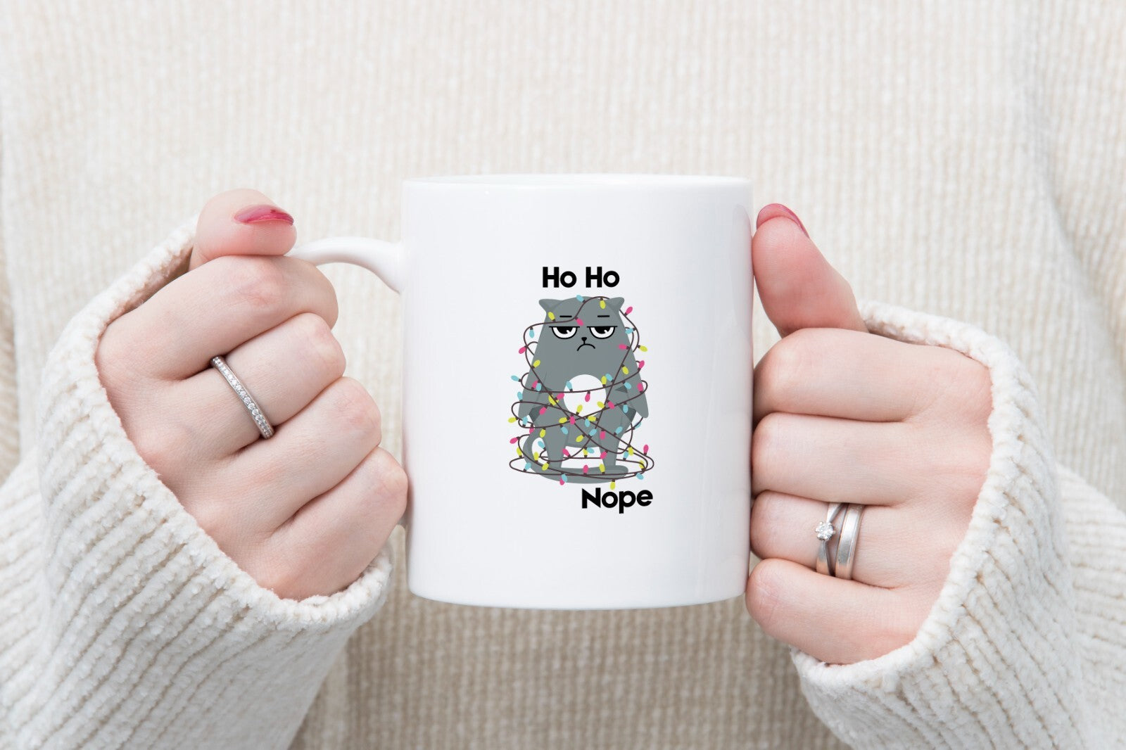 Grumpy Cat Novelty Mug Gift Coffee Cup Christmas Ho Ho Nope