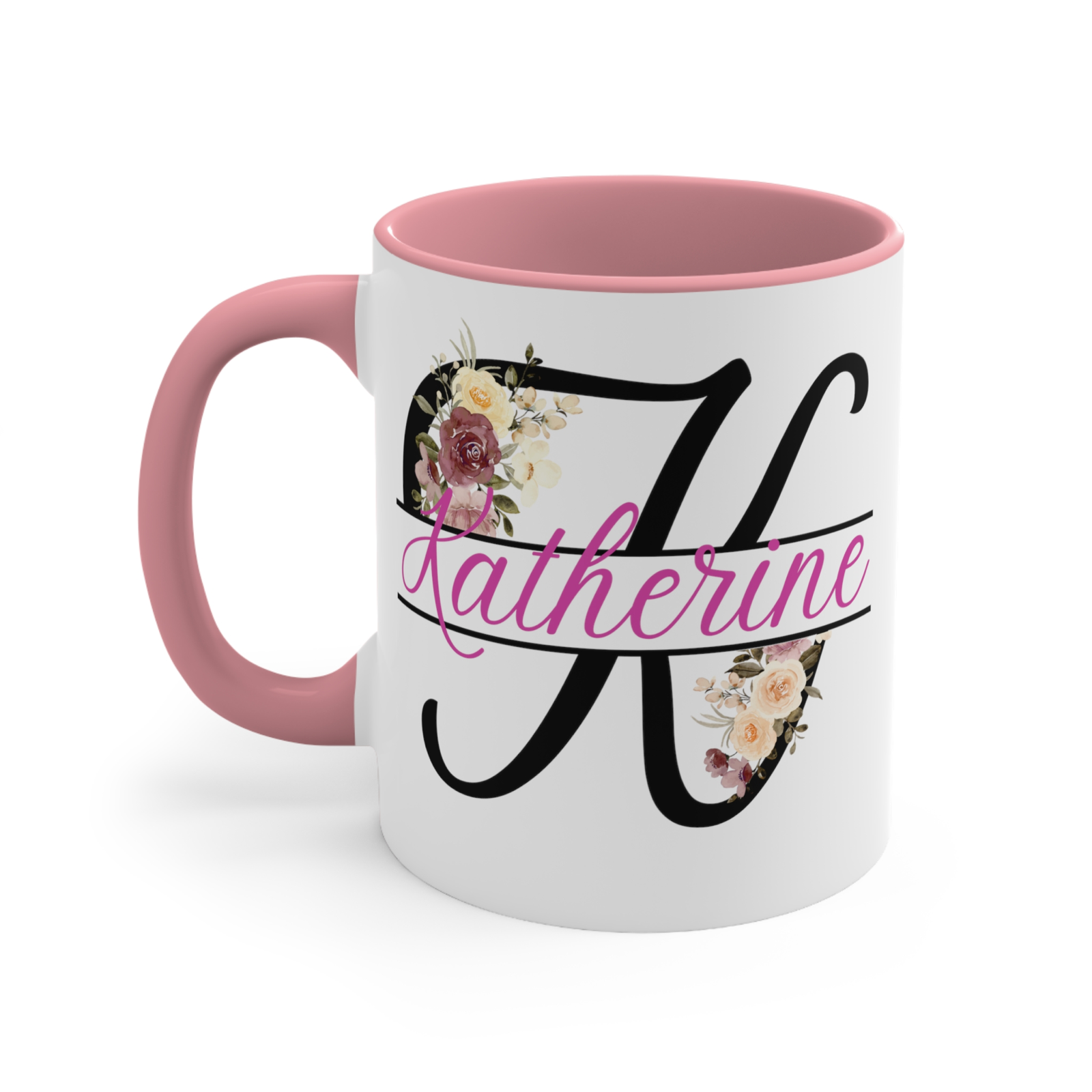 Personalised name mug floral mug monogram cup