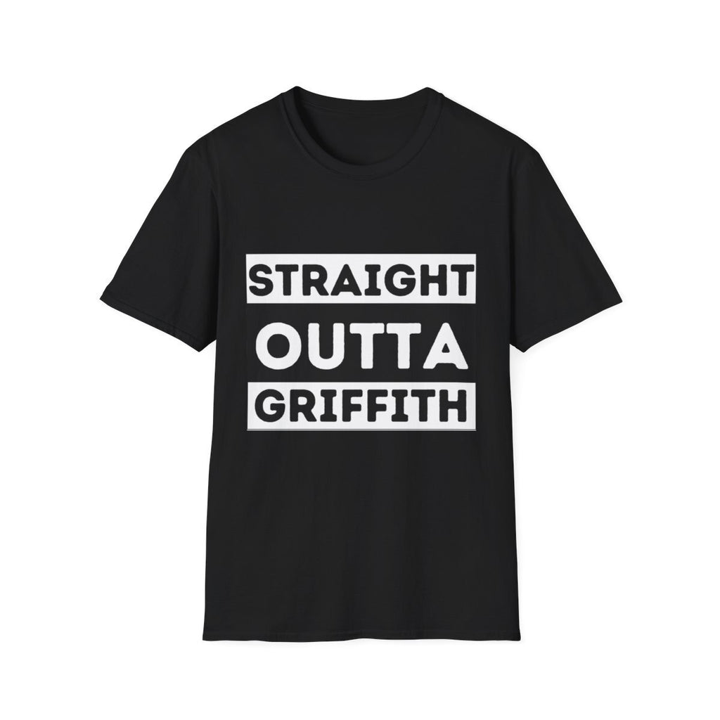 Straight outta Griffith Novety unisex t-shirt black ACT Australia Funny Canberra
