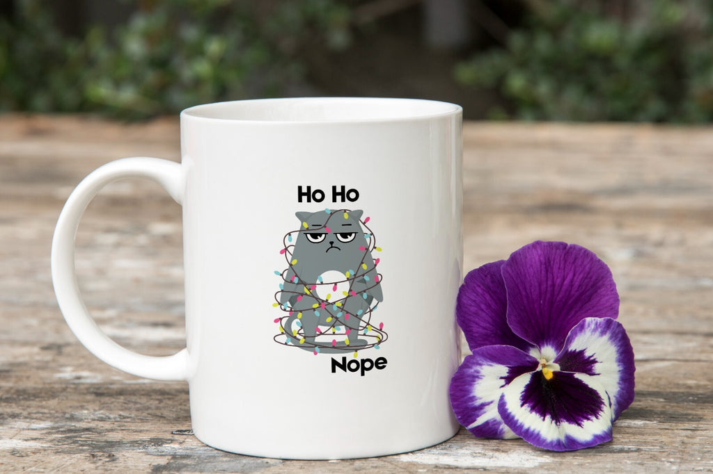 Grumpy Cat Novelty Mug Gift Coffee Cup Christmas Ho Ho Nope