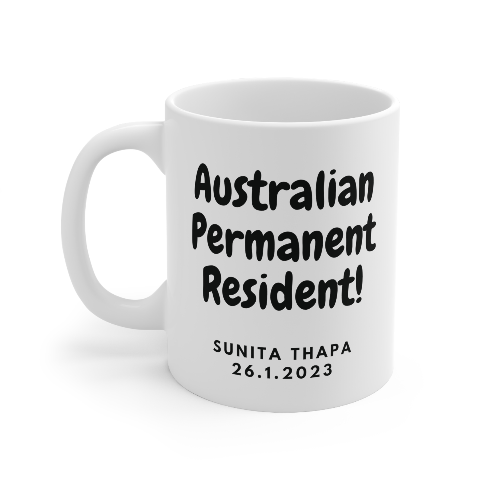 Australian permanent resident mug customise keepsake celebration gift new aussie