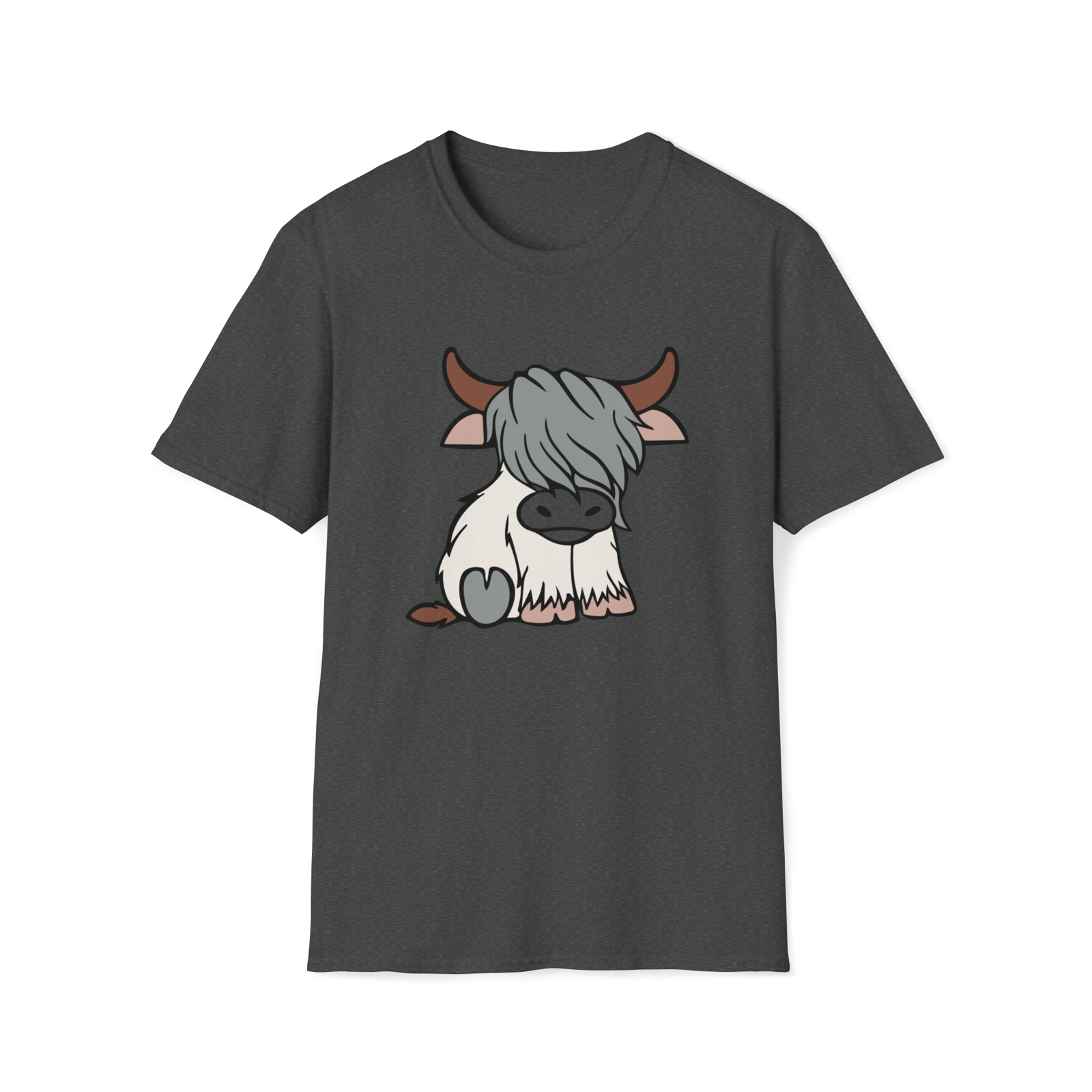 Scottish cow unisex t-shirt Grey highland Coo cute calf tee