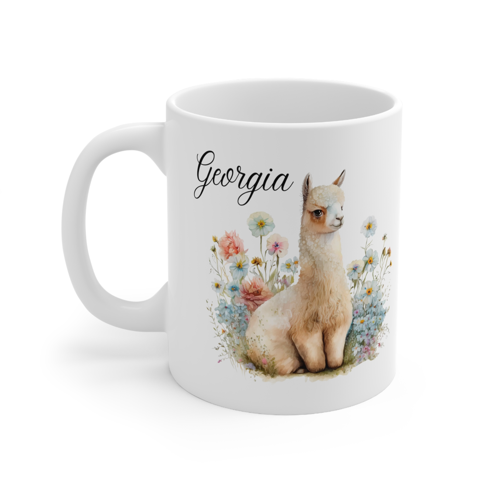 Personalised animal lama mug your text customised mug