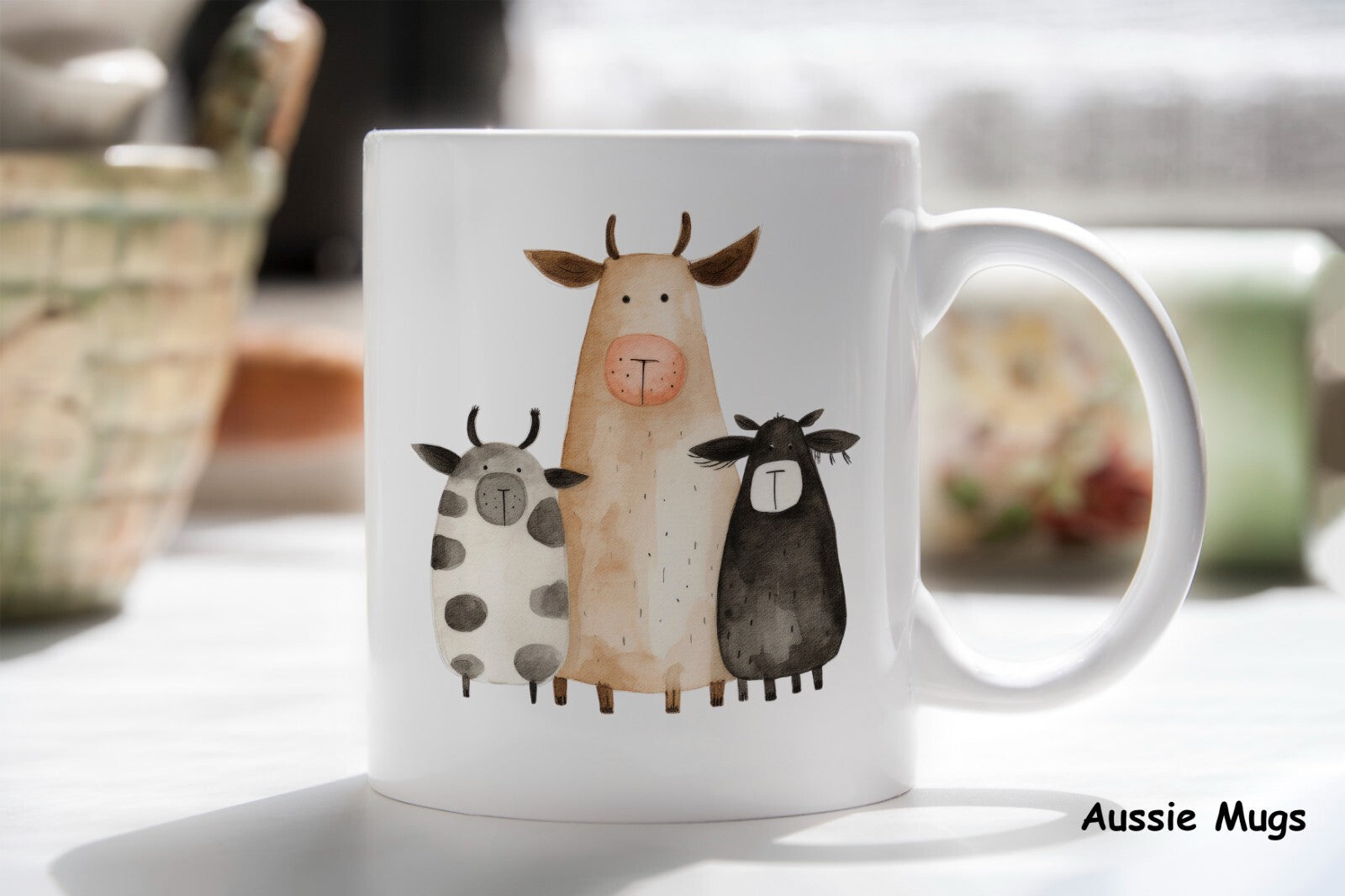 3 Cow Family Group Novelty mug gift coffee cup