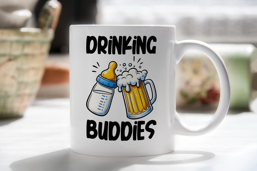 New Dad Gift Drinking Buddies Novelty Mug Gift Coffee Cup