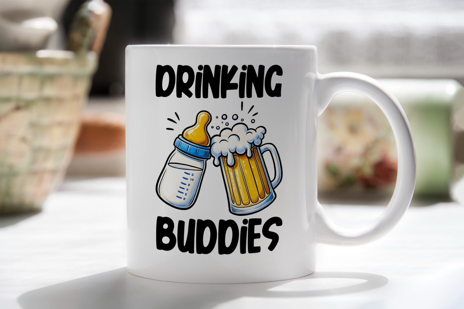 New Dad Gift Drinking Buddies Novelty Mug Gift Coffee Cup