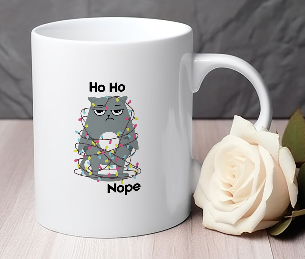 Grumpy Cat Novelty Mug Gift Coffee Cup Christmas Ho Ho Nope